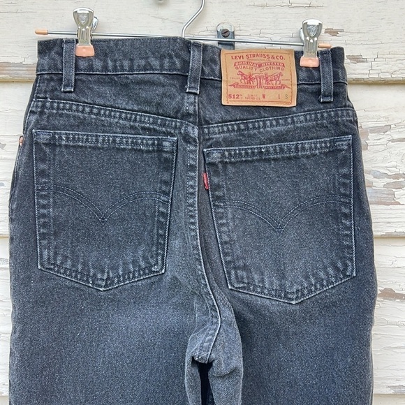 Vintage Levi's 512 Slim Fit Tapered Leg Black Cotton High Waist Mom Jeans H16 - Picture 11 of 12